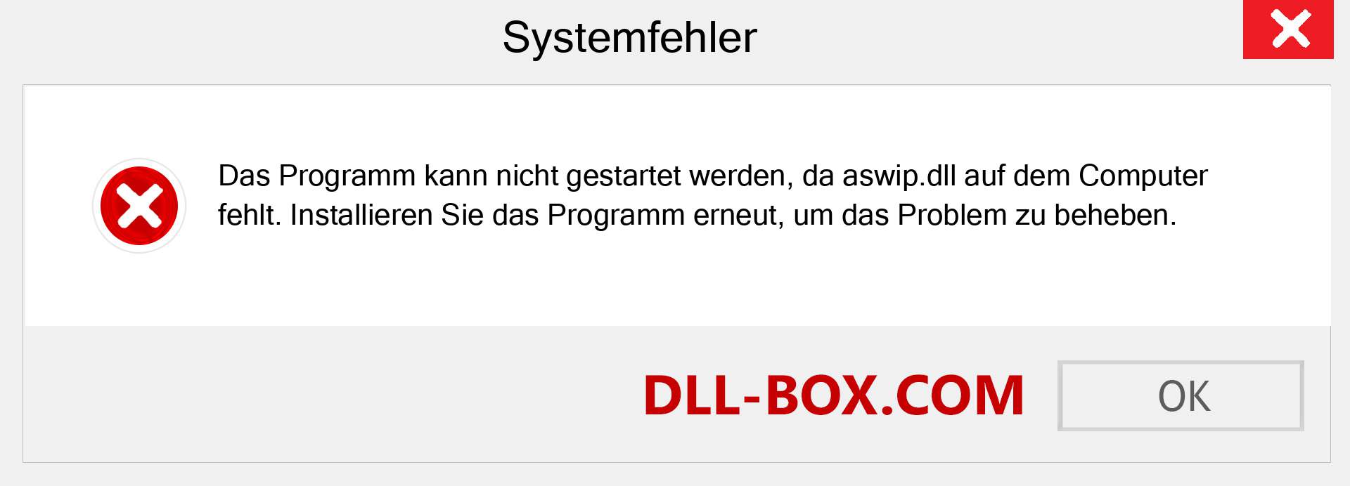 aswip.dll-Datei fehlt?. Download für Windows 7, 8, 10 - Fix aswip dll Missing Error unter Windows, Fotos, Bildern